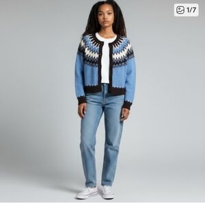 NEW! Joie Fair Isle Cardigan Size Small